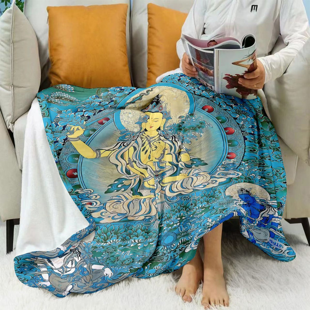 Artistic Eastern-Themed Fleece Throw Blanket