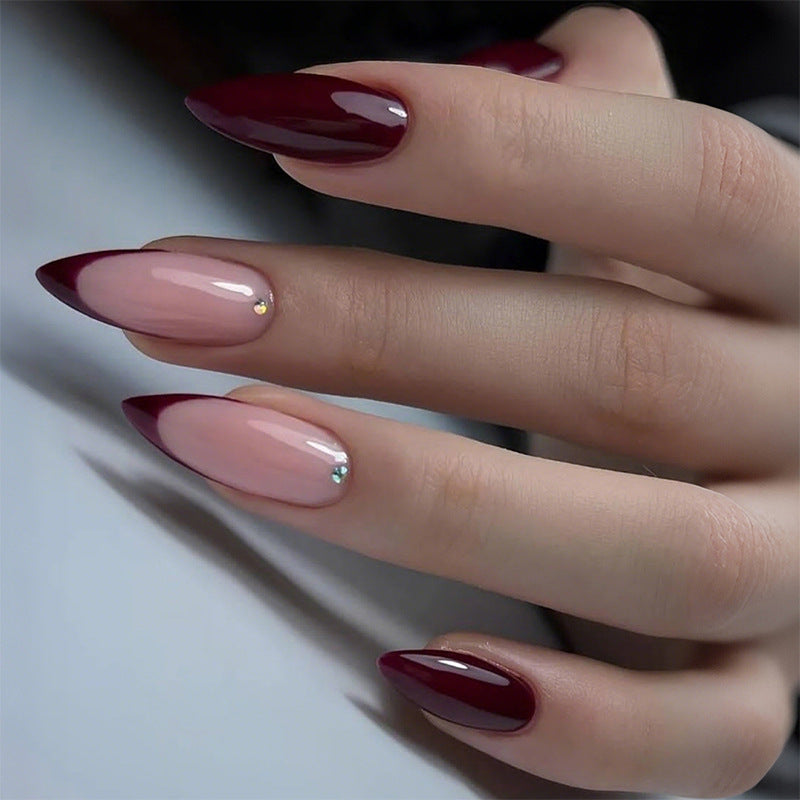 Premium Nail Art Press-On Set with Classic French Tip and Glitter Accents Bowlift