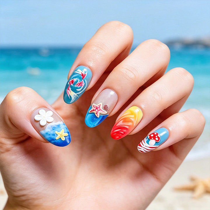 Artistic Marine-Themed Press-On Nails Bowlift