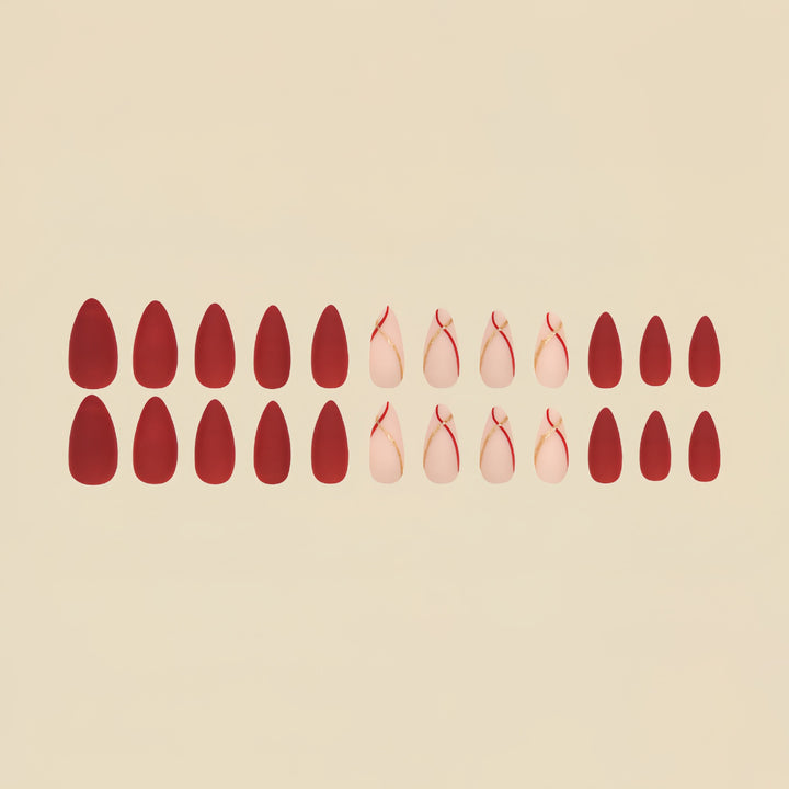 Artistic Press-On Nail Set with Luxe Metallic Accents Bowlift