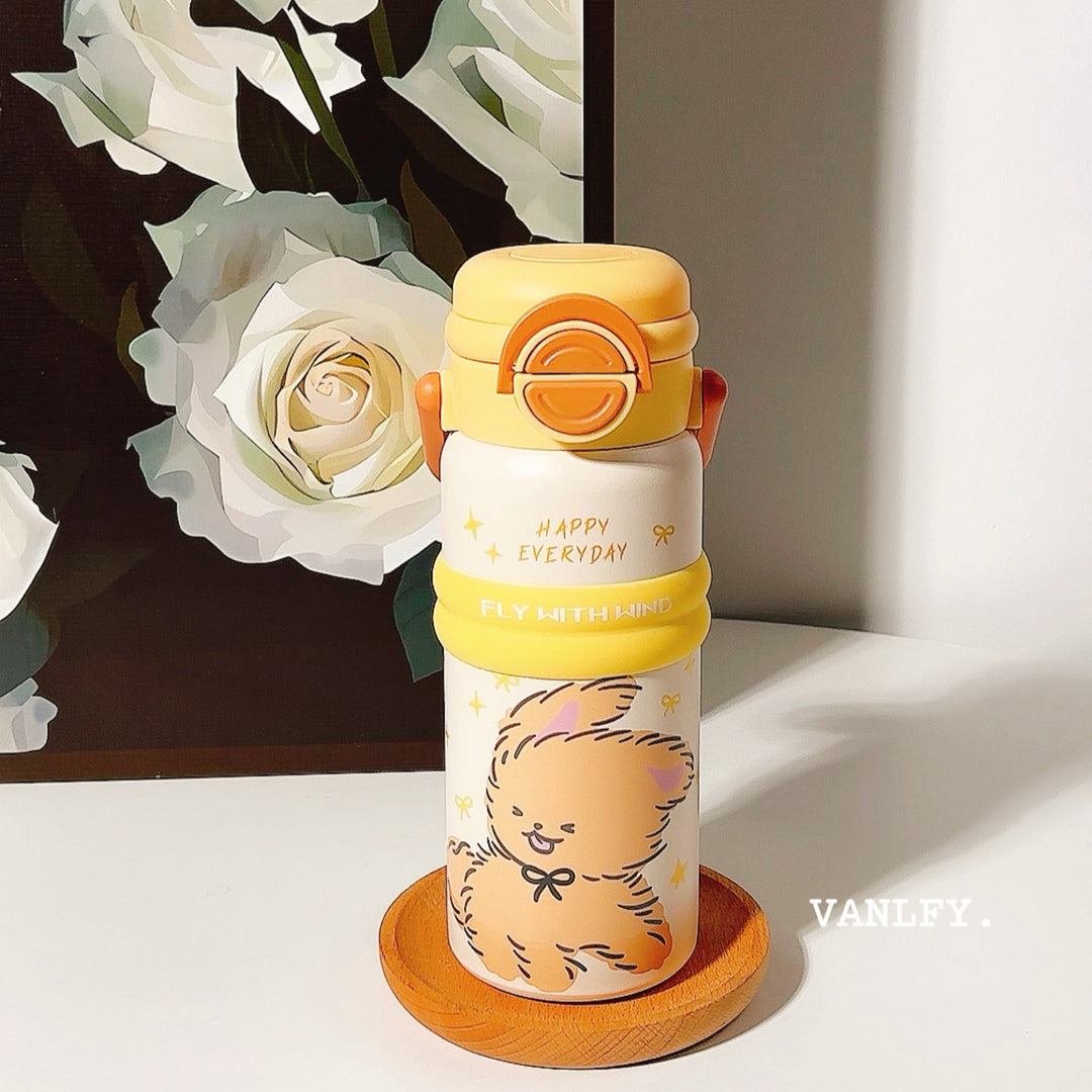 Women’s Insulated Water Bottle with Convenient Flip Cap and Cute Animal Design Bowlift