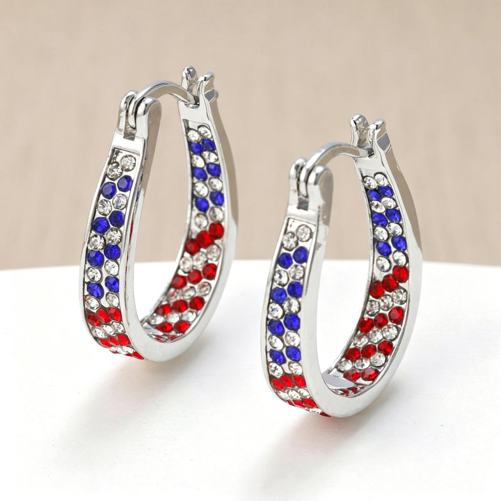Women's Pavé Hoop Earrings with Crystal Decoration and Hinge Closure Bowlift