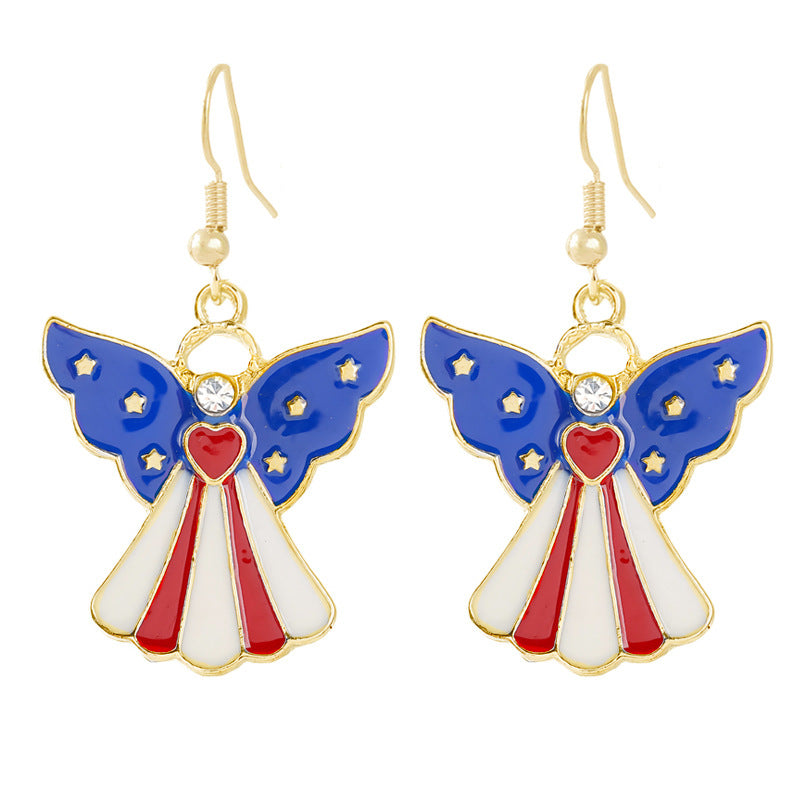 Women's nan patriotic horseshoe enamel dangle earrings with star-accented design and fishhook findings Bowlift