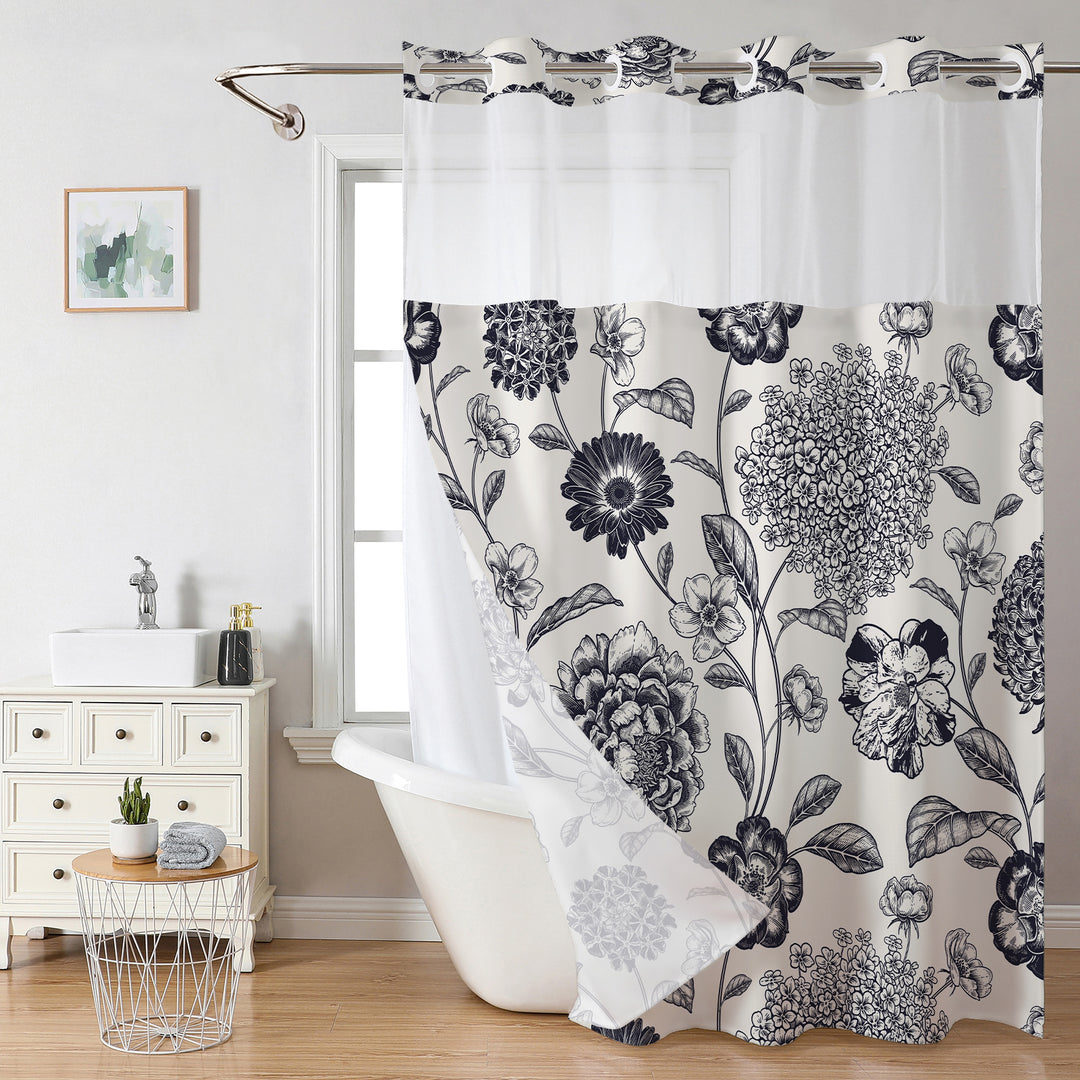Floral Print Shower Curtain Bowlift