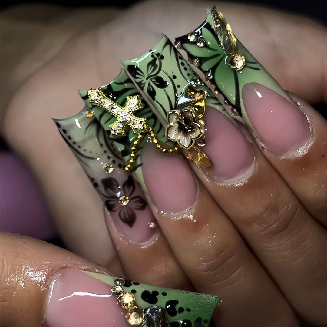Decorative Long Press-On Nail Extensions Bowlift