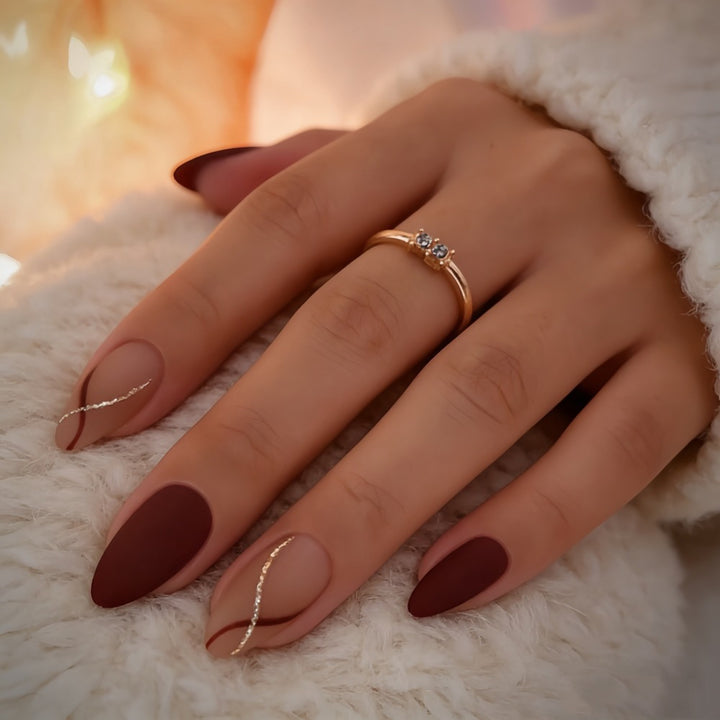 Premium Artificial Nails with Creative Matte Finish and Elegant Decorations Bowlift