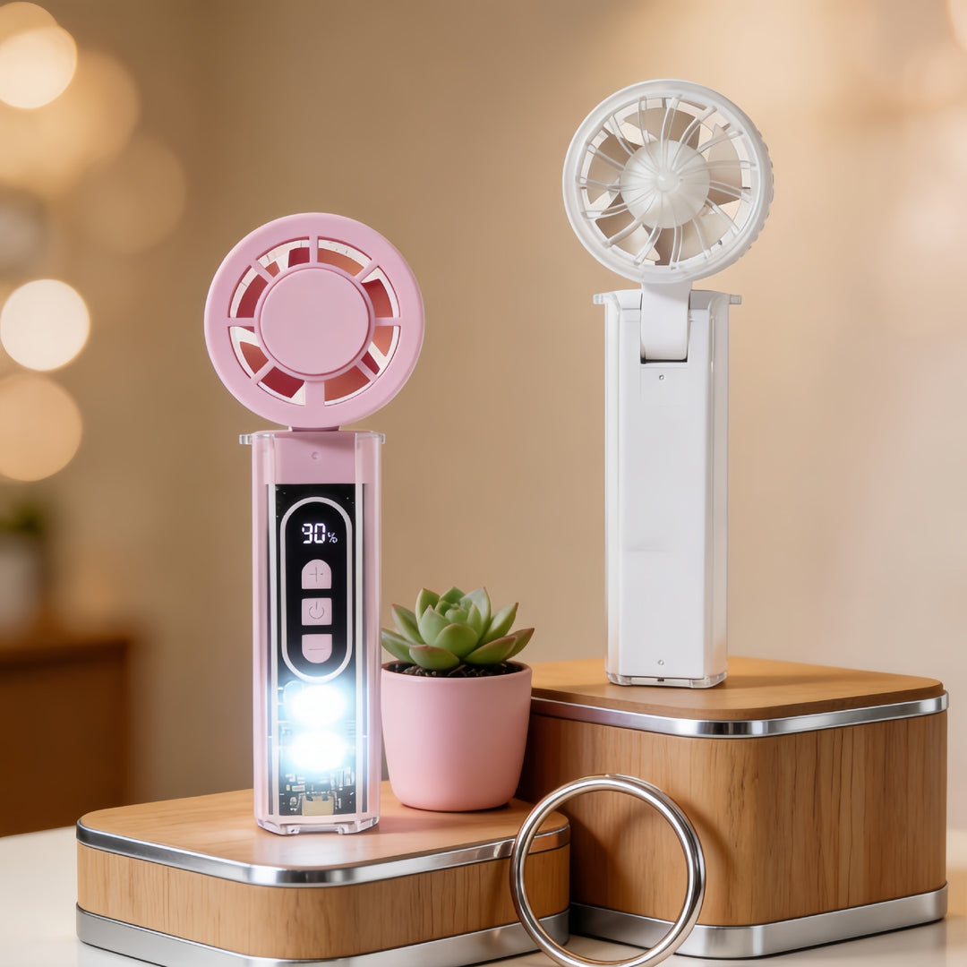 Ladies portable mini fan with LED lighting Bowlift