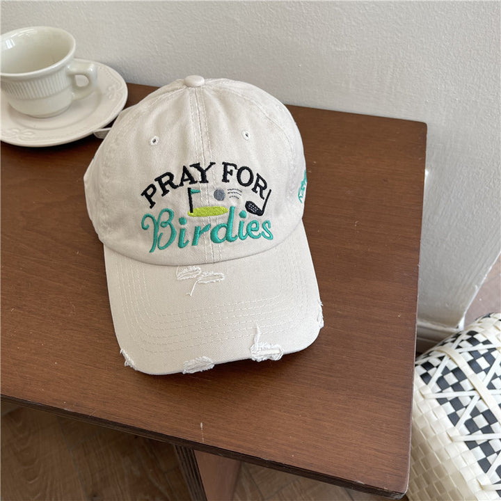 Women's Casual Distressed Embroidered Baseball Cap Bowlift