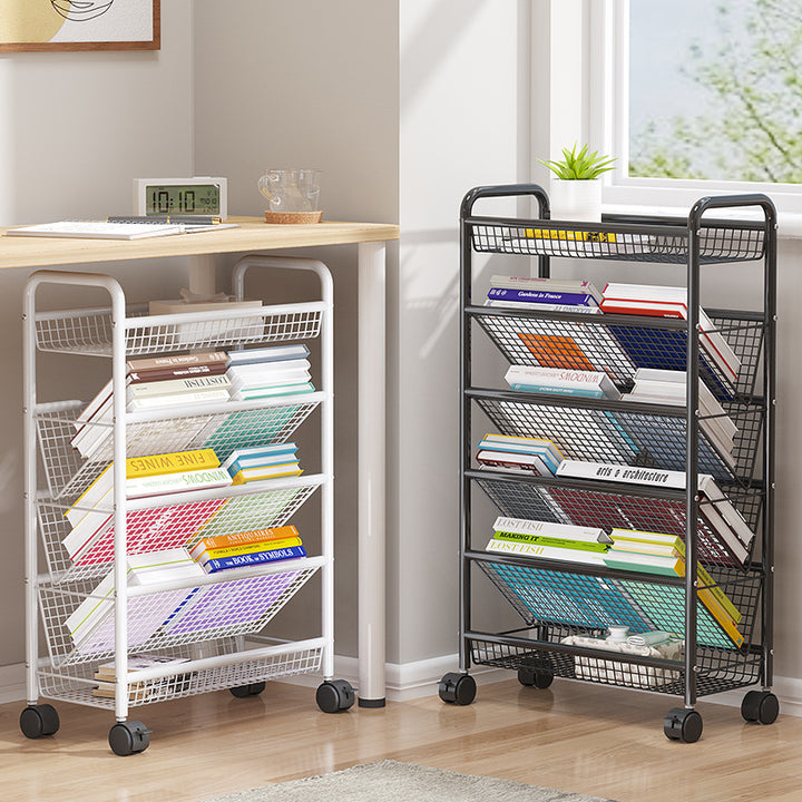 Rolling Metal Book Storage Rack Bowlift