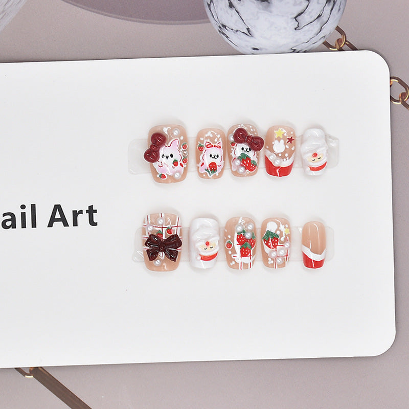 Festive Character-Themed Press-On Nail Set Bowlift