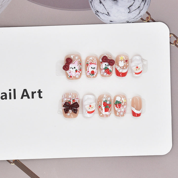 Festive Character-Themed Press-On Nail Set Bowlift