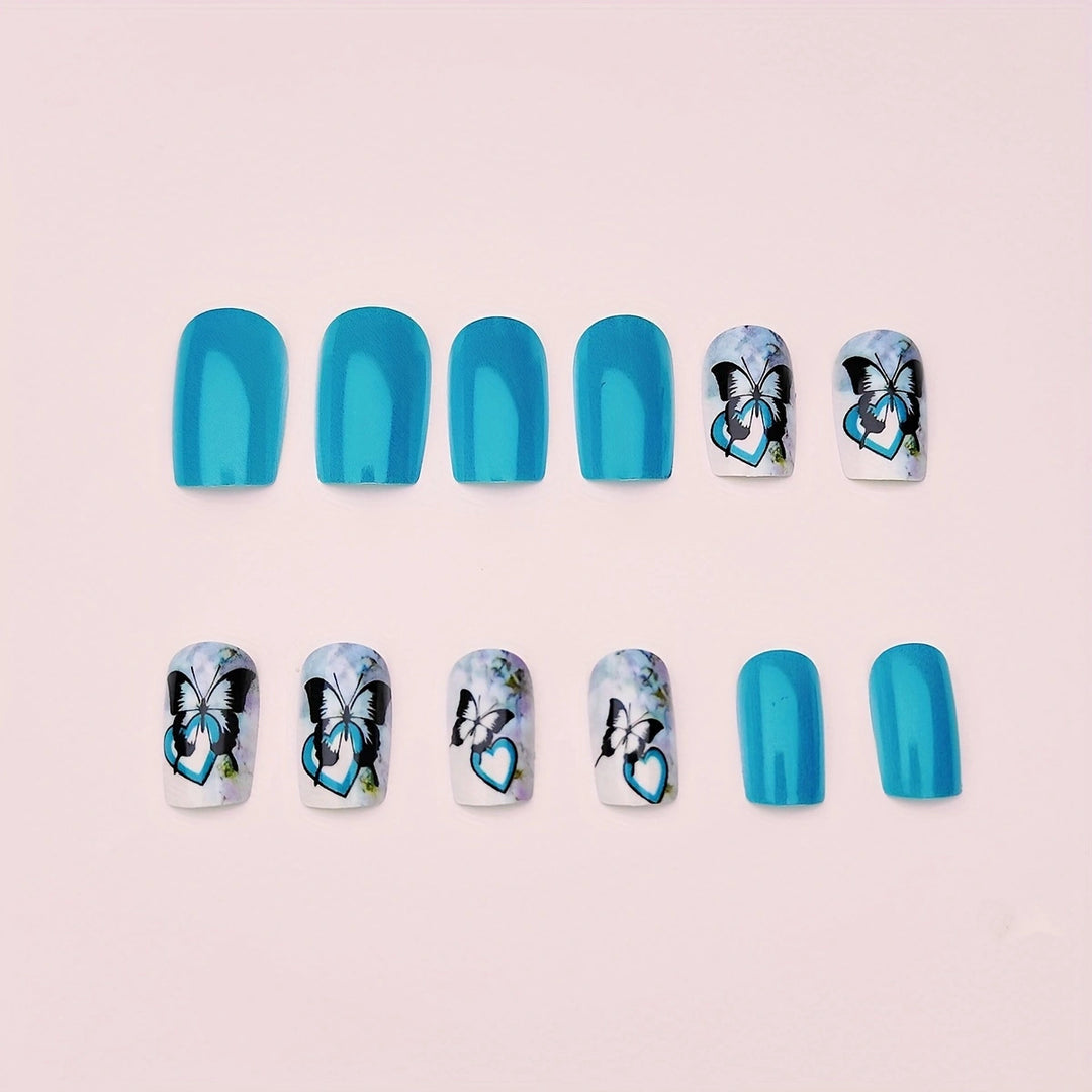 Artificial artificial nails with detailed butterfly design Bowlift