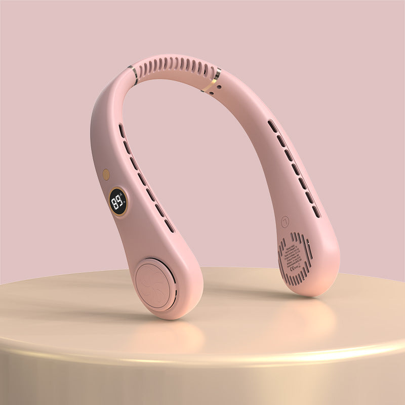 Women's Portable Neck Fan with Temperature Display Bowlift