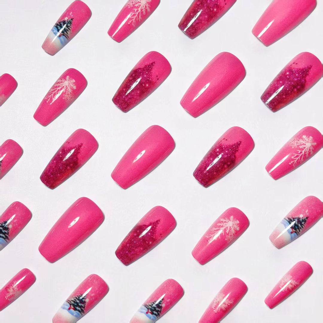 Artificial nails with winter Christmas design Bowlift
