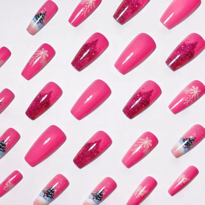 Artificial nails with winter Christmas design Bowlift