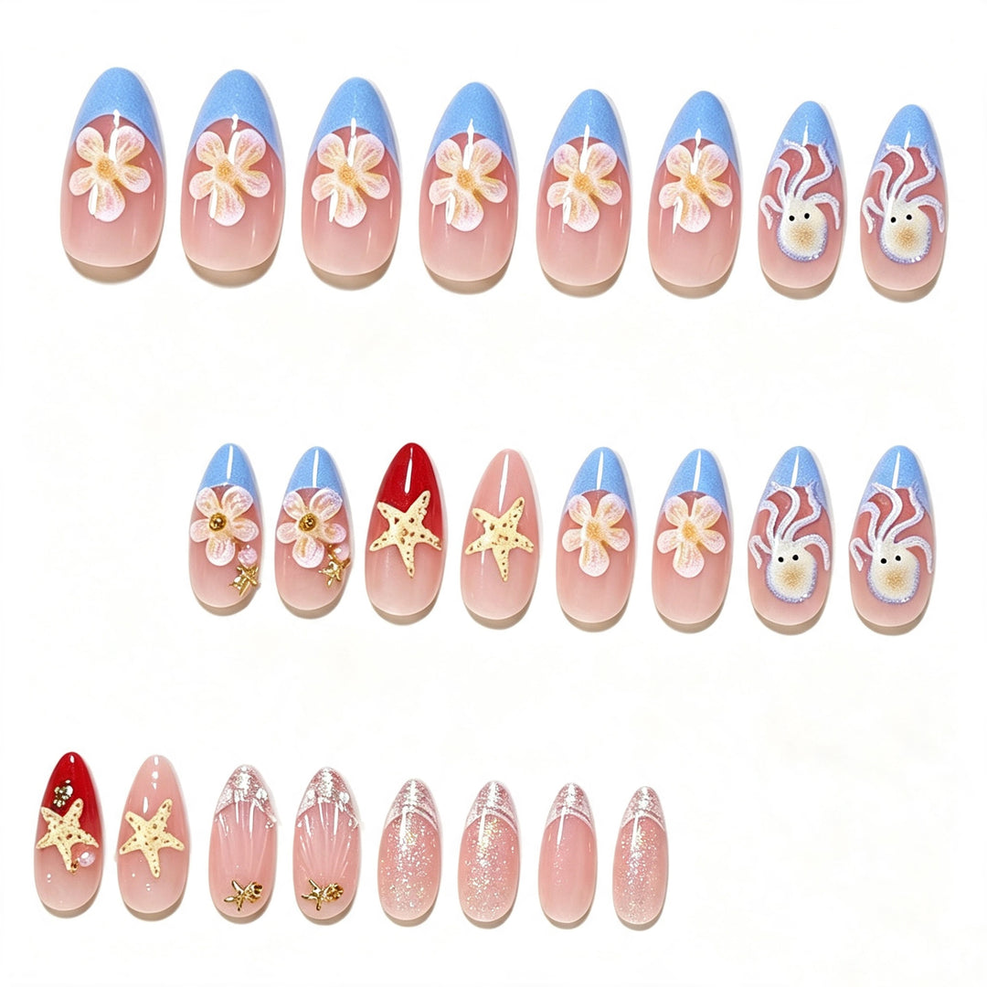 Ocean-Inspired Press-On Nail Art Design Bowlift