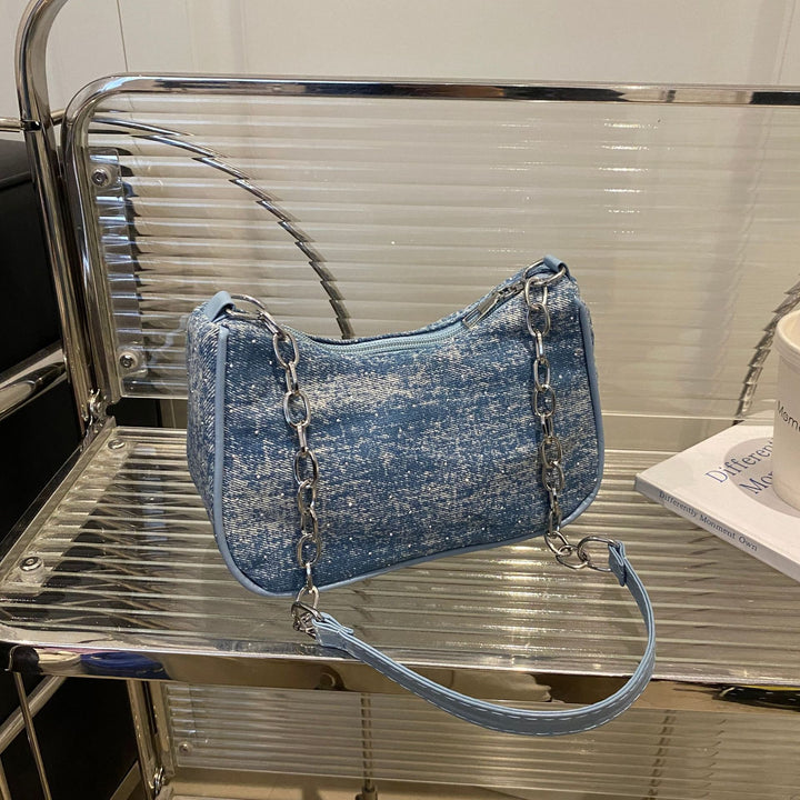 Stylish Chain-Handled Hobo Bag Bowlift
