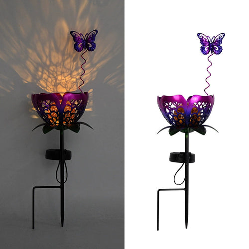 New Hollow Projection Solar Garden Light, Iron Craft Ground Stake Sunflower Lamp