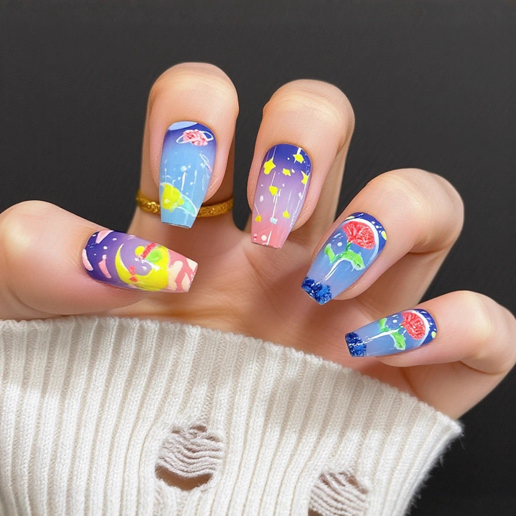 Nail set with elegant glitter design Bowlift