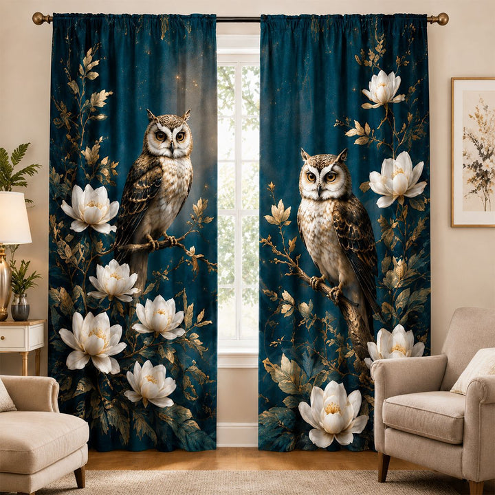Artistic Bird-Themed Window Curtain