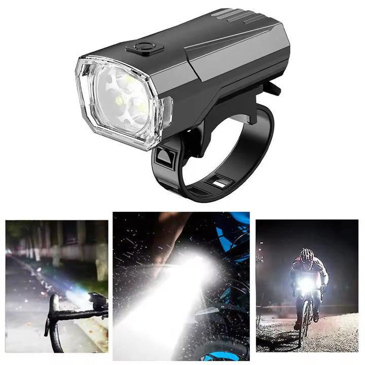 Rechargeable USB Bicycle Front Light with Triple-LED High-Intensity Waterproof Mount Bowlift