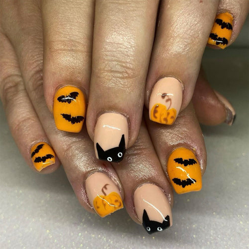 Seasonal Halloween-Themed Press-On Nail Art Set Bowlift