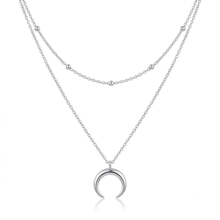 Layered Crescent Moon Pendant Necklace Bowlift