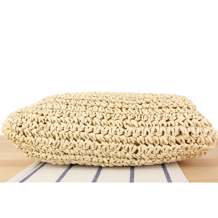 Shoulder bag made from handcrafted natural fibers with elegant chain decoration Bowlift