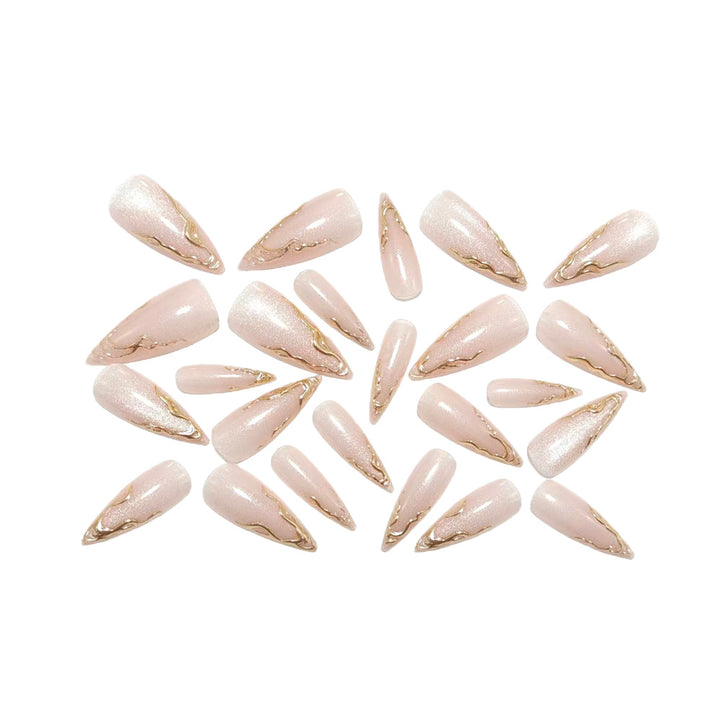Artificial nails in elegant stiletto design with golden accents Bowlift