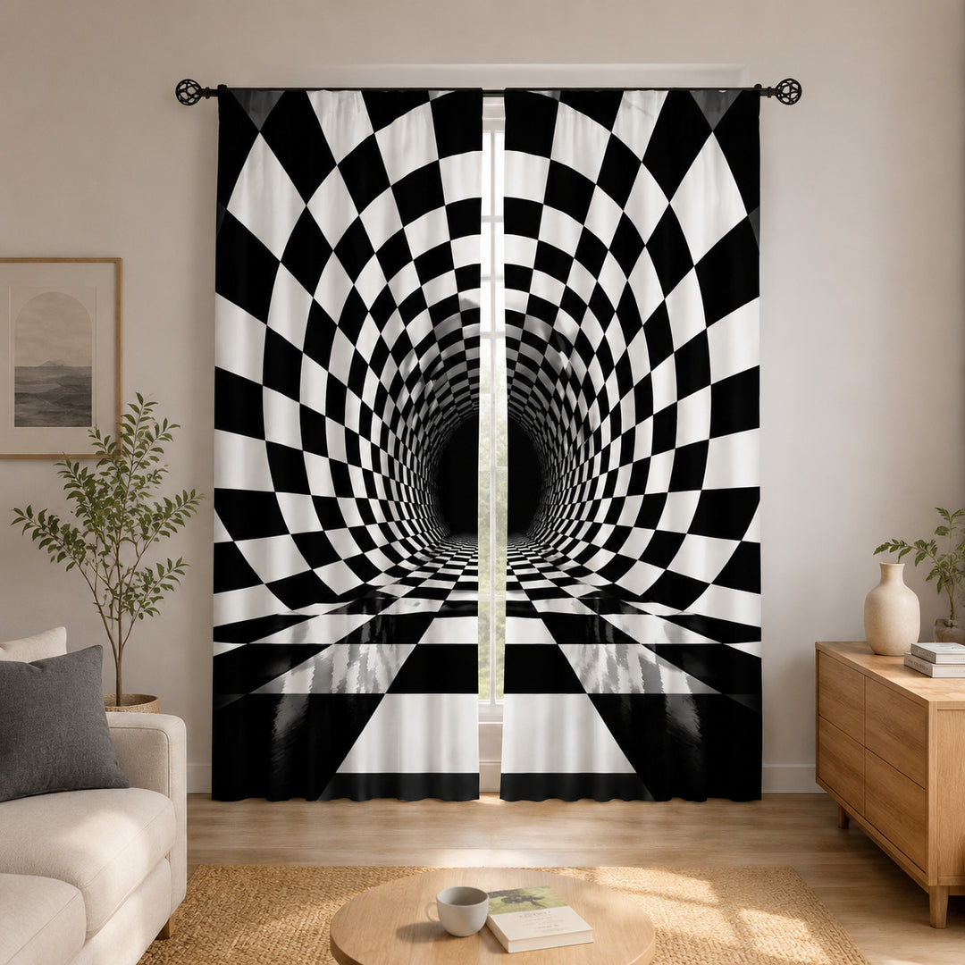 Abstract Wave Patterned Curtains