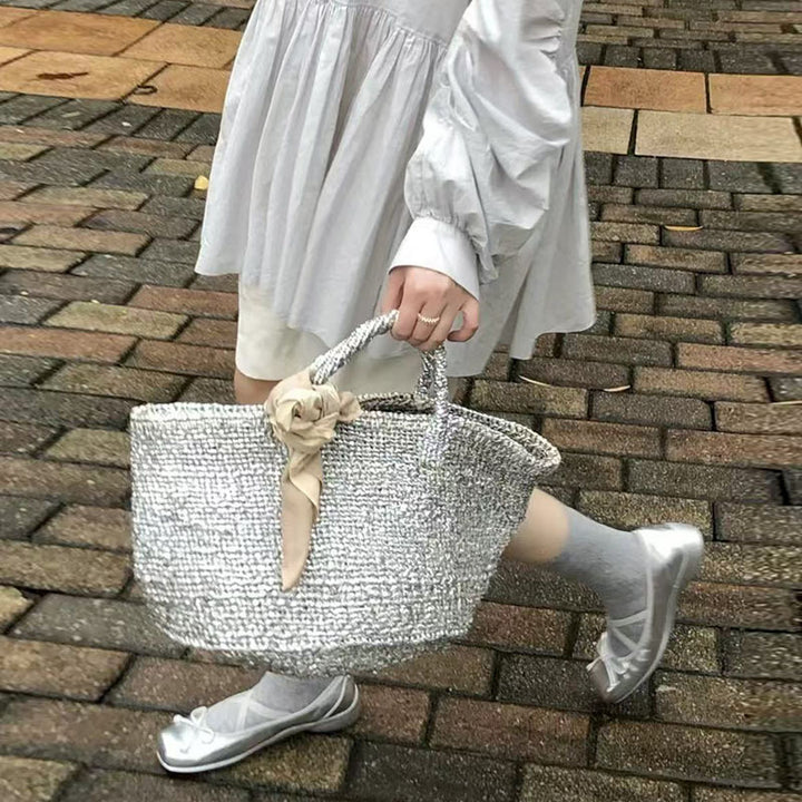Elegant Woven Basket Bag with Sturdy Handles Bowlift
