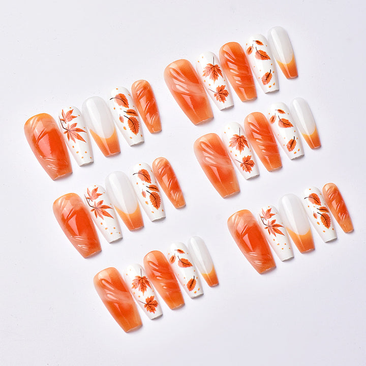 Autumn-Themed Artistic Press-On Nail Set Bowlift