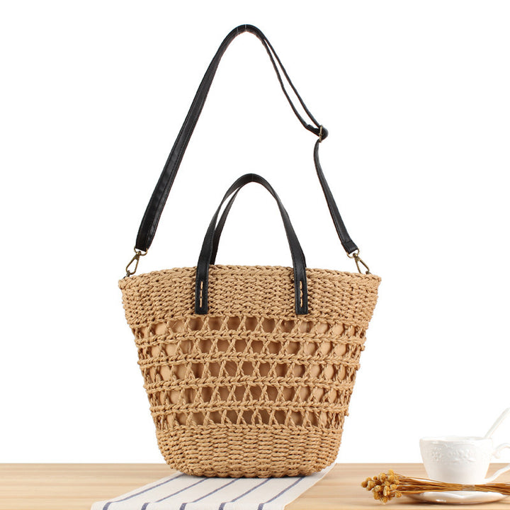 Handmade macrame tote bag with leather accents Bowlift