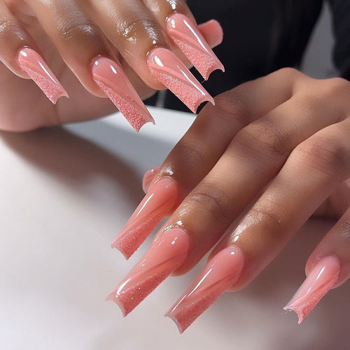Artful Stiletto Nails with Glitter Sheen Bowlift
