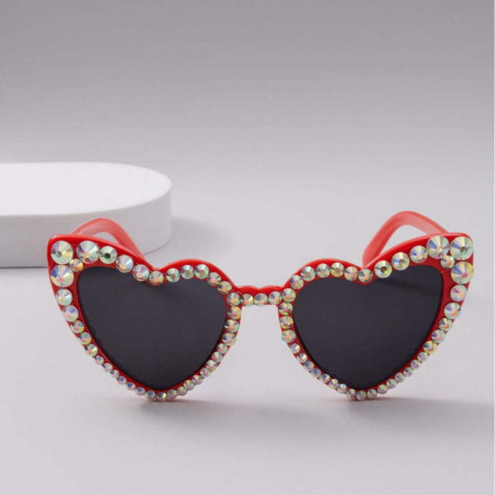Women's Heart-Shaped Sparkle Sunglasses Bowlift