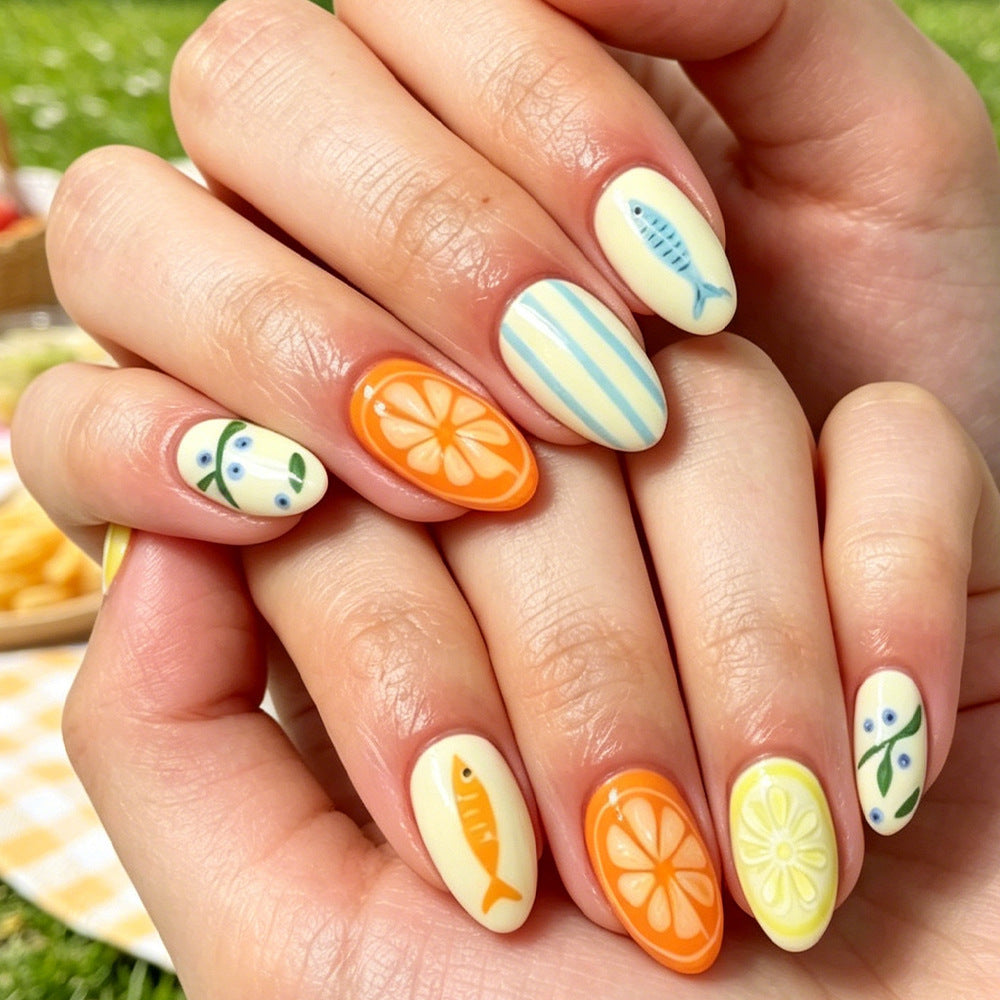Whimsical Fruit and Fish-Themed Nail Art Set Bowlift