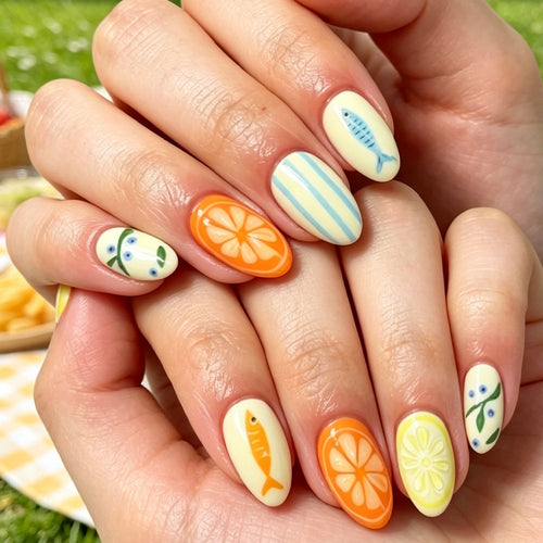 Whimsical Fruit and Fish-Themed Nail Art Set Bowlift