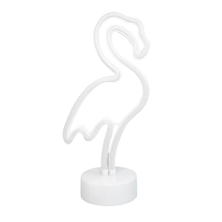 Flamingo shaped LED neon accent lamp with USB-powered acrylic base Bowlift