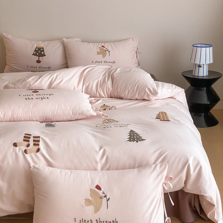 Printed Microfiber Duvet Cover and Pillowcase Set