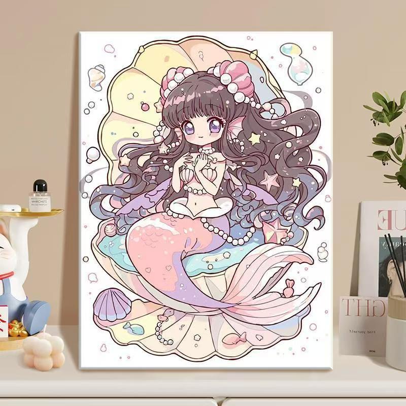 Anime-Inspired Mermaid Illustration Canvas Art Bowlift