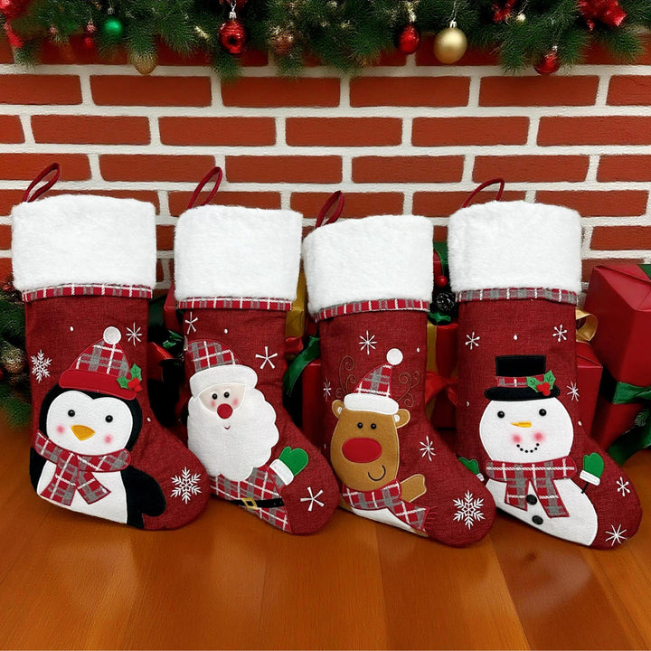 Embroidered Christmas Stockings Gift Bag Decoration Pendant