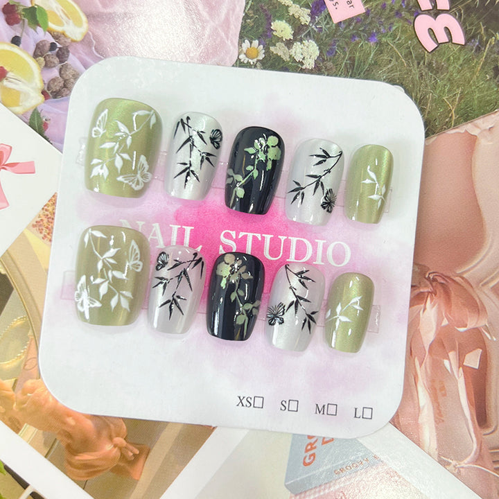 Artistic Artificial Nail Tips with Floral Designs Bowlift