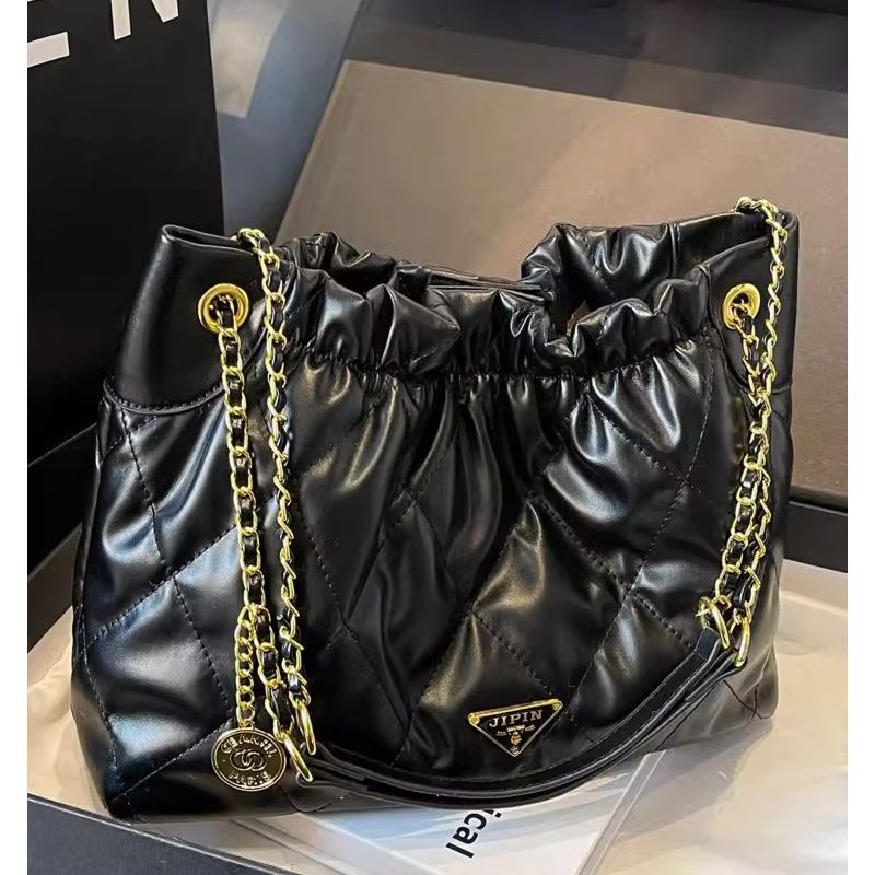 Quilted Chain-Handle Shoulder Bag Bowlift