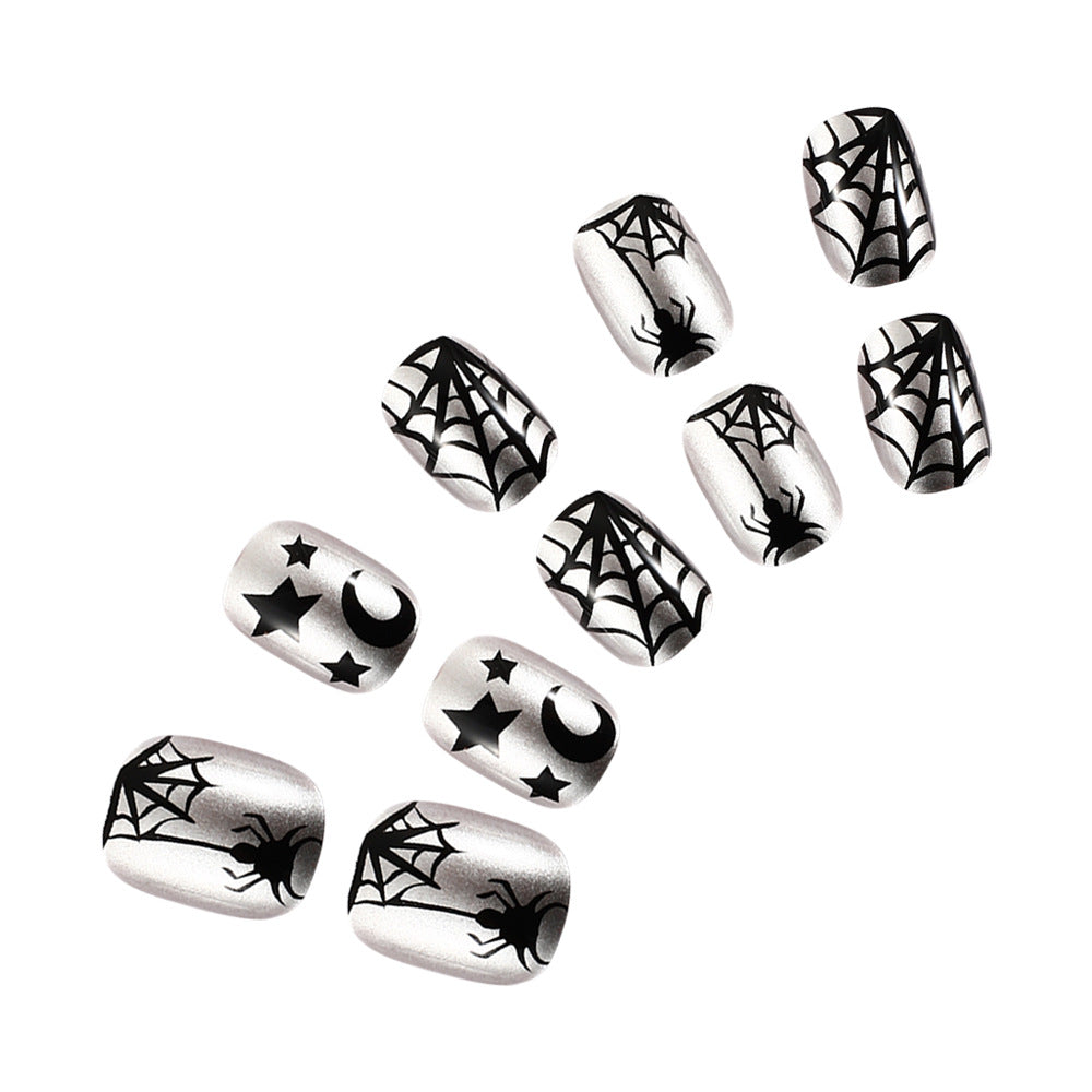 Spiderweb-Themed Press-On Nail Art Set Bowlift
