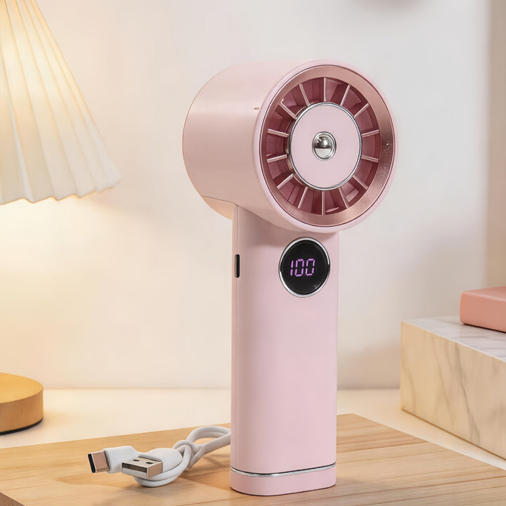 Women Portable Mini Fan with Digital Display Bowlift