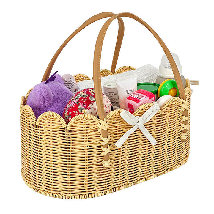 Charming storage basket with leather handles Bowlift