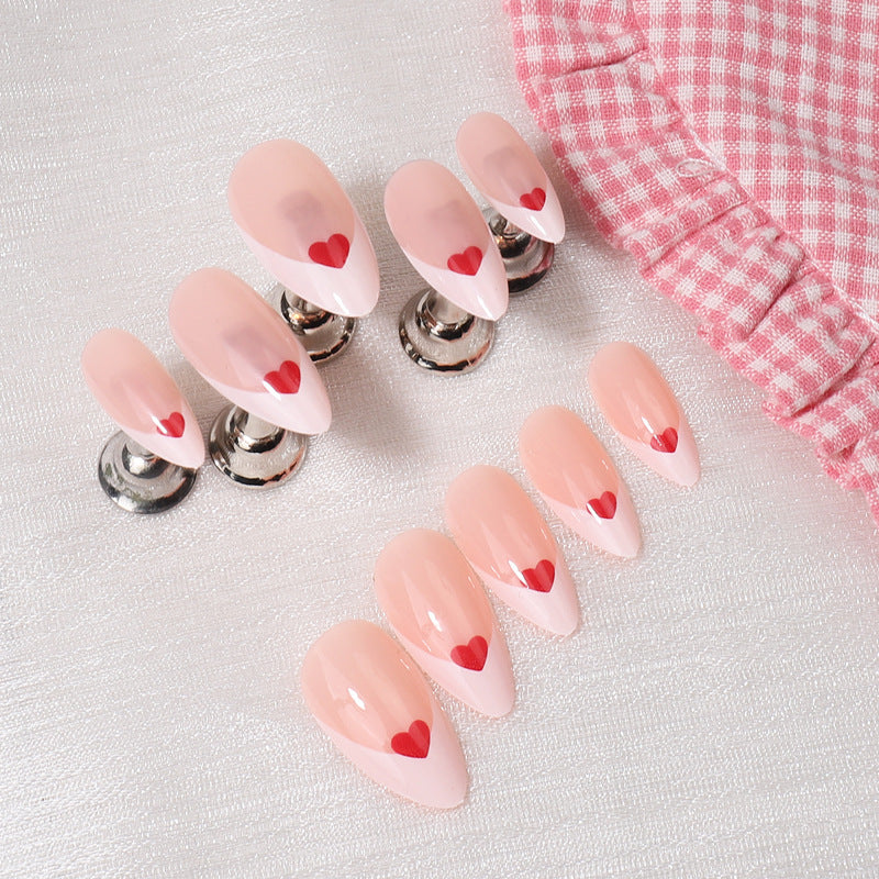 Heart-Pattered Press-On Nail Art Bowlift