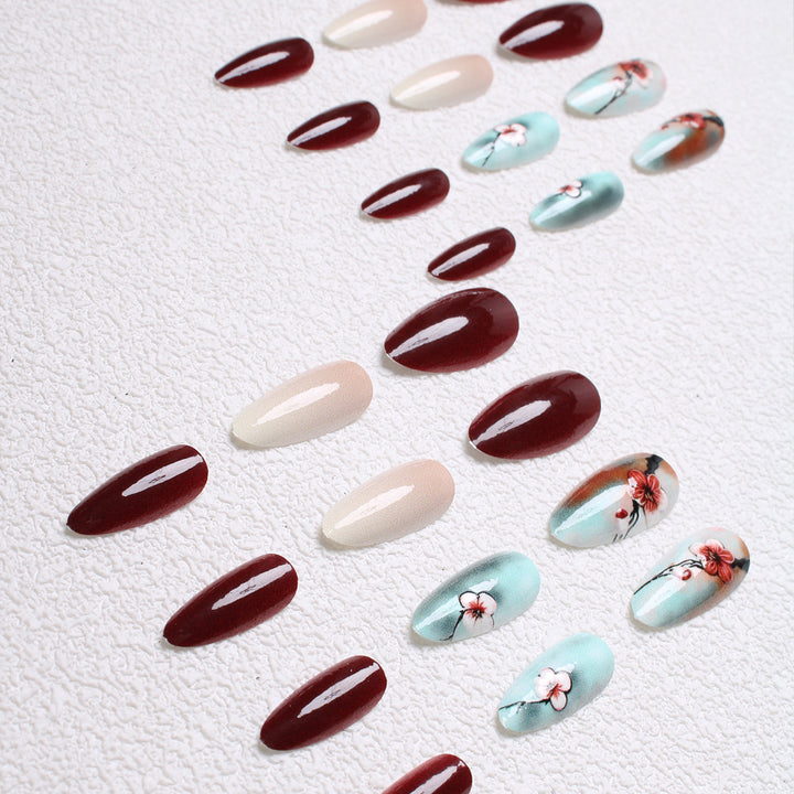Artistic Floral Press-On Nail Designs Bowlift