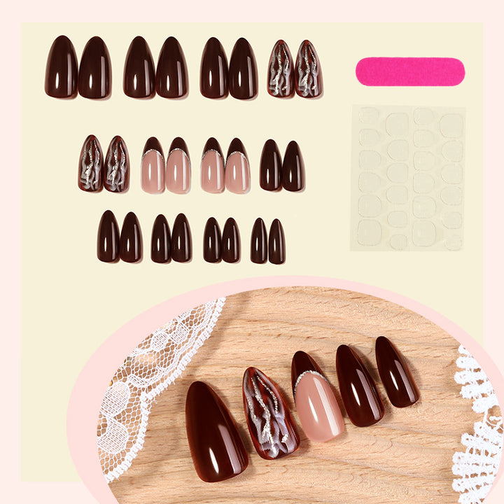 Luxurious Press-On Nail Set with Decorative Accents Bowlift