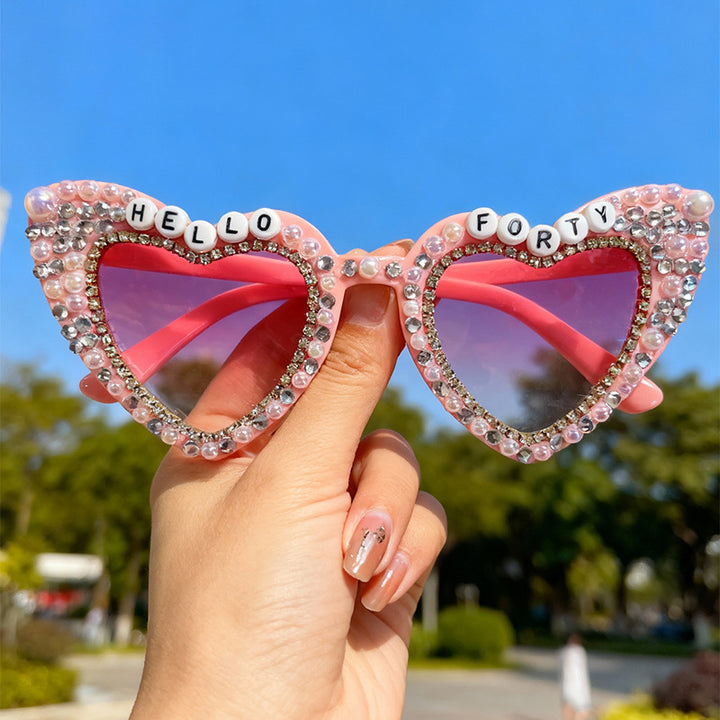 Heart-Shaped Pearl-Embellished Sunglasses Bowlift